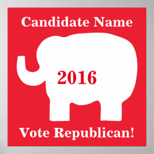 Red White Elephant Vote Republican Candidate Poster