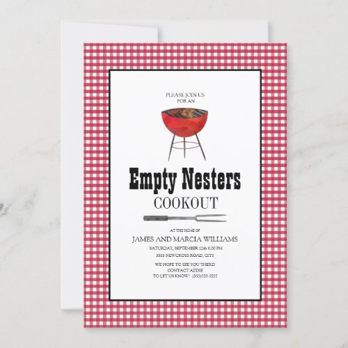 Red White Empty Nesters Cookout Barbecue Invitation