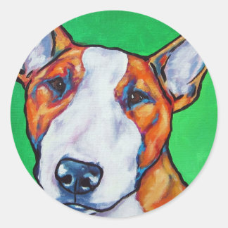 Red/white English Bull Terrier Classic Round Sticker