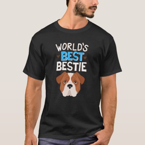 Red  White English Bulldog Worlds Best Bestie Do T_Shirt