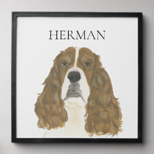 Red & White English Springer Spaniel Portrait Peel And Stick Photo Tile