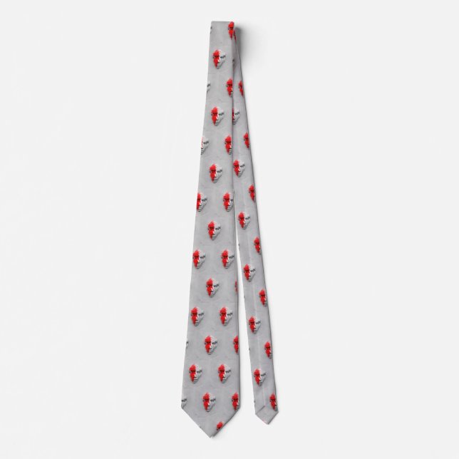 Red white face neck tie (Front)