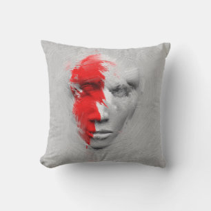 Red white face throw pillow
