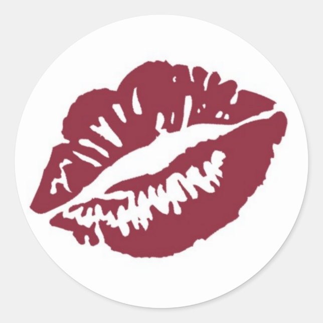 Red white fade lips smooch kiss stickers (Front)