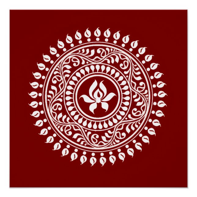 Red & White Festive Rangoli Poster (Front)