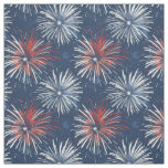Red &amp; White Fireworks on Blue Fabric