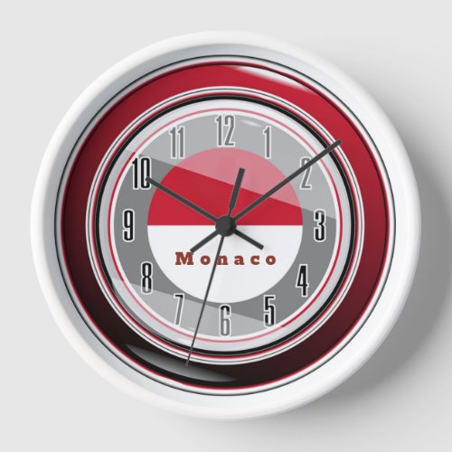 Red White Flag of Monaco Clock