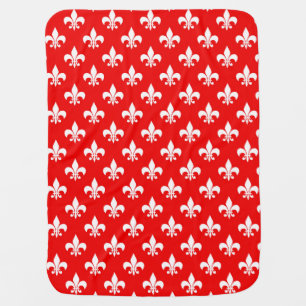 Red White Fleur-de-lis Baby Blanket