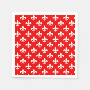 Red White Fleur-de-lis Napkins