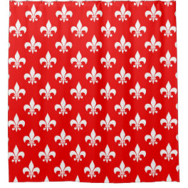 Red White Fleur-de-lis Shower Curtain