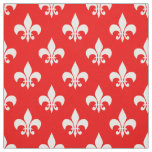 Red White Fleur-de-lis Textile Fabric