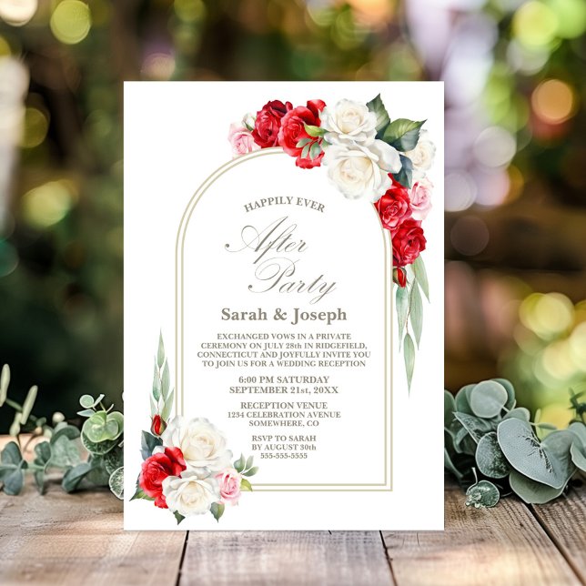 Red White Floral Arch Wedding After Party Invitation (Creator Uploaded)