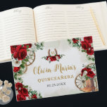 Red White Floral Charro Cowboy Boots Quinceanera Guest Book<br><div class="desc">Coordinate your party with this elegant Charro Red and White Roses Floral Guest Book! Personalize it easily and quickly, simply click the customize it further button to edit the texts, change fonts and fonts colors. Featuring beautiful watercolor red and white roses and floral adorned cowboy boots. Matching items available in...</div>