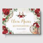 Red White Floral Charro Cowboy Boots Quinceanera Guest Book<br><div class="desc">Coordinate your party with this elegant Charro Red and White Roses Floral Guest Book! Personalize it easily and quickly, simply click the customize it further button to edit the texts, change fonts and fonts colors. Featuring beautiful watercolor red and white roses and floral adorned cowboy boots. Matching items available in...</div>