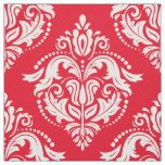 Red &amp; White Floral Damasks Geometric Pattern Fabric