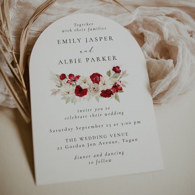 Red & White Floral Elegance Wedding Invitation (Creator Uploaded)