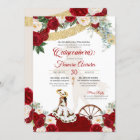 Red White Floral Elegant Gold - Charro Quinceanera
