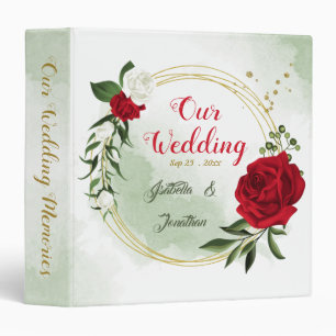 red & white floral greenery gold photo album 3 ring binder