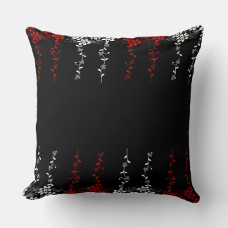 Red White Floral Pattern Graphic Throw Pillow