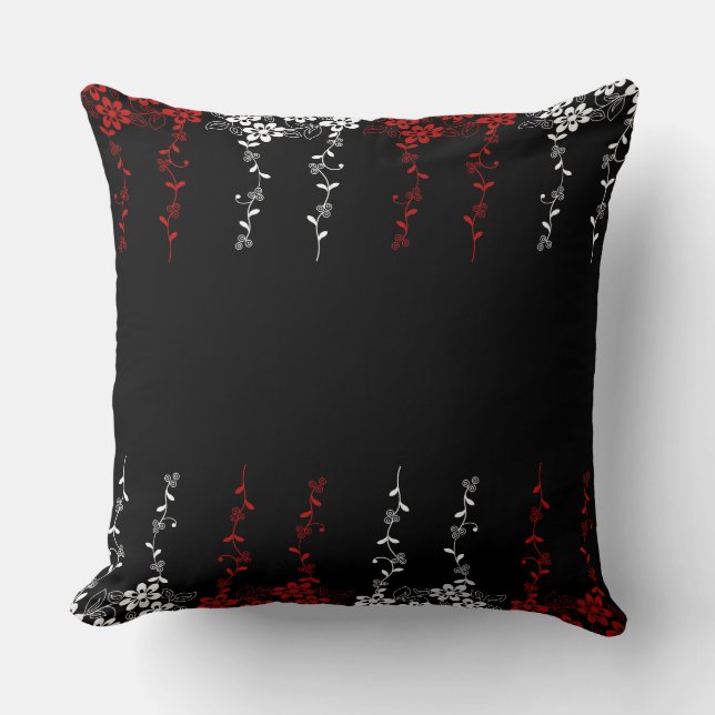 Red White Floral Pattern Graphic  Throw Pillow (Front)