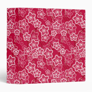 red white floral rustic fashion pattern retro 3 ring binder