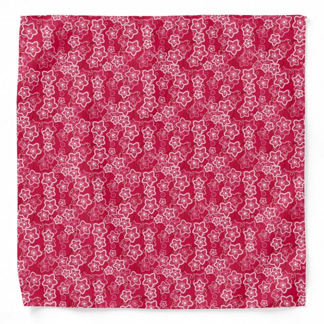 red white floral rustic fashion pattern retro bandana (Front)