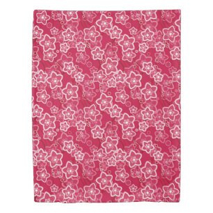 red white floral rustic fashion pattern retro duvet cover