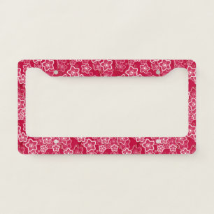 red white floral rustic fashion pattern retro license plate frame