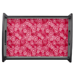 red white floral rustic fashion pattern retro serving tray