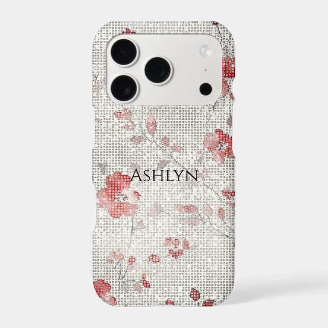 Red White Floral Sparkle Case-Mate iPhone Case (Back)