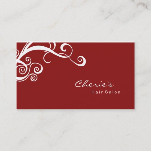 Customizable Red White Floral Swirls business card