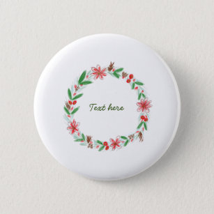 red white floral watercolor wreath add letter text button