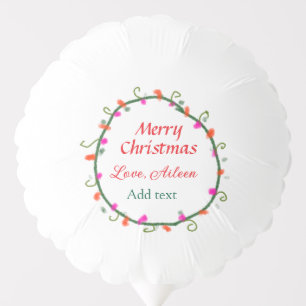 red white floral watercolor wreath merry Christmas Balloon