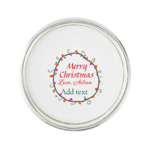 red white floral watercolor wreath merry Christmas Lapel Pin