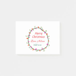 red white floral watercolor wreath merry Christmas Post-it Notes