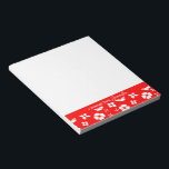 Red/White Flower Border Personalized Notepad<br><div class="desc">A bottom border of white flowers on bright red adds a pop of color to your notepad.  The current text,  "a message from Jennifer" can be replaced with your own message and name to personalize it.</div>