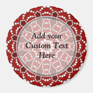 Red&White Flower Burst w/ Custom Text  Magnet