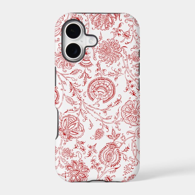 Red & White Flower Pattern Iphone Case (Back)