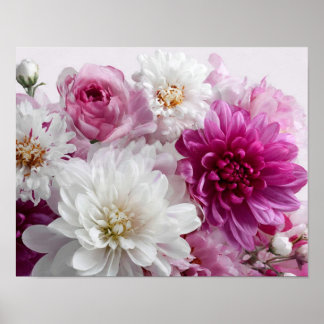 Red & White Flower Wall Art – Elegant Floral Decor