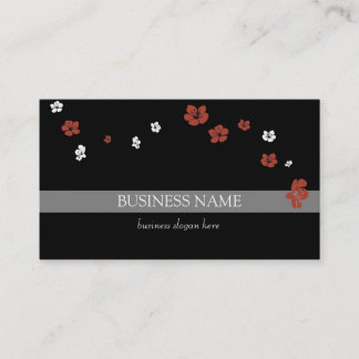 Red White Flowers Elegant Business Card
