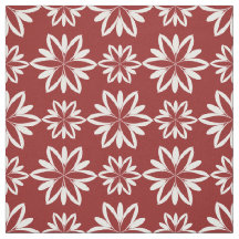 Red white Flowers floral pattern fabric