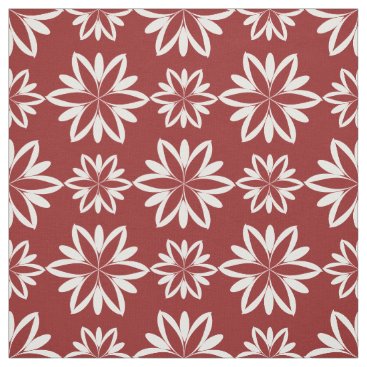 Red white Flowers floral pattern fabric