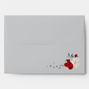red & white flowers gray wedding envelope