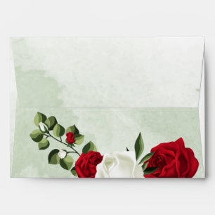 red & white flowers greenery wedding envelope