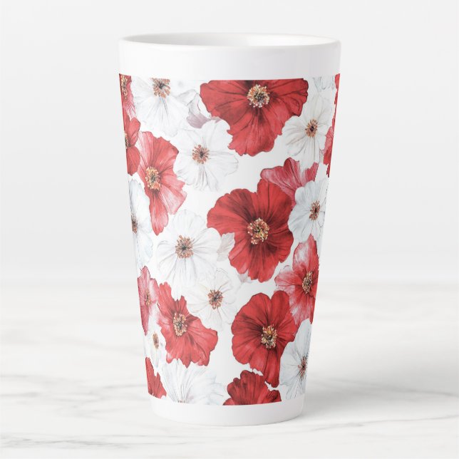 Red White Flowers  Latte Mug (Front)