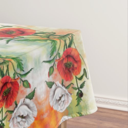 Red White Flowers Tablecloth