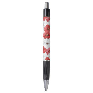Red White Flowers Wedding Pen