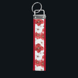 Red White Flowers   Wrist Keychain<br><div class="desc">Red White Flowers</div>