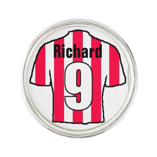 Red  White Football Shirt to Personalise Lapel Pin