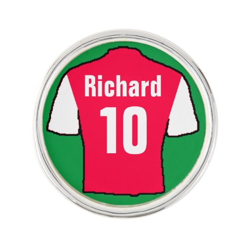 Red  White Football Shirt to Personalise Lapel Pin